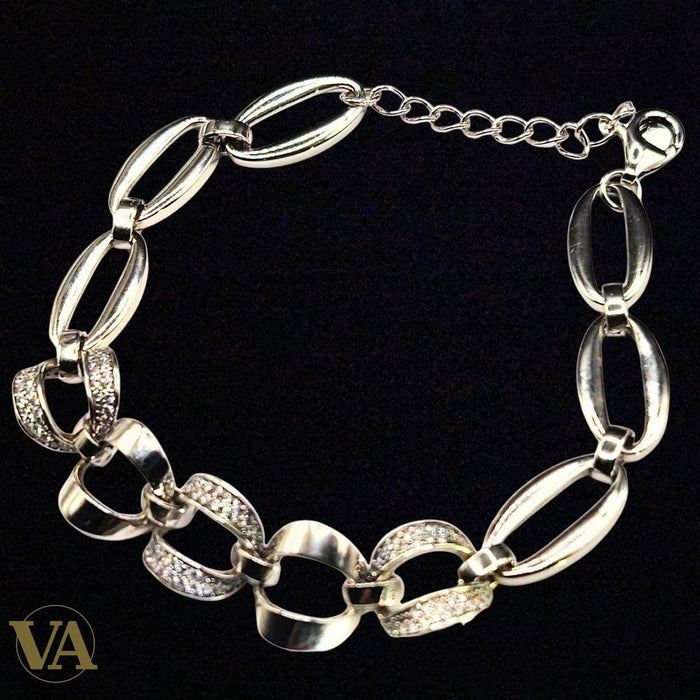 Bracelet maillons argent 925 pavés zircons