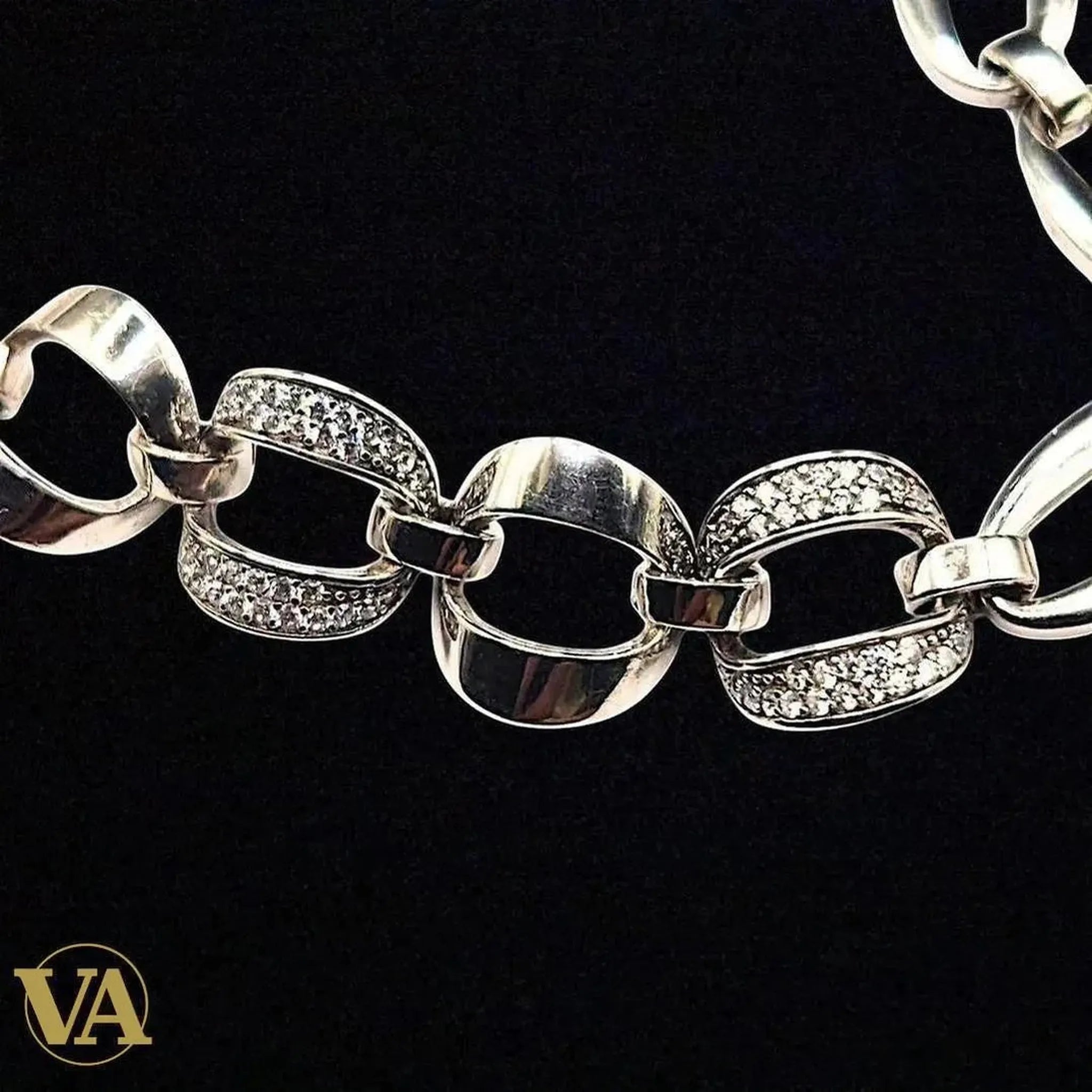 Bracelet Femme maillons argent 925 pavés zircons | Bijoux Vindicta