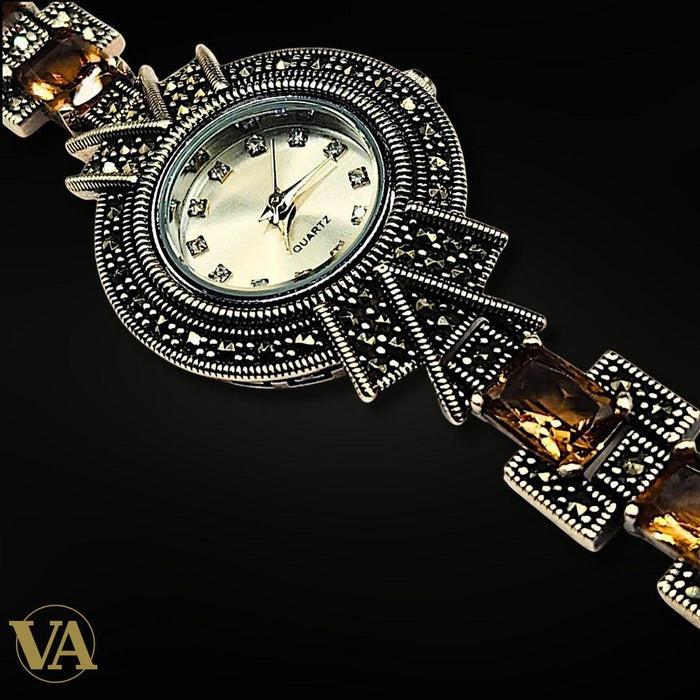 Bracelet-Montre Argent 925 – Marcassite & Sultanite