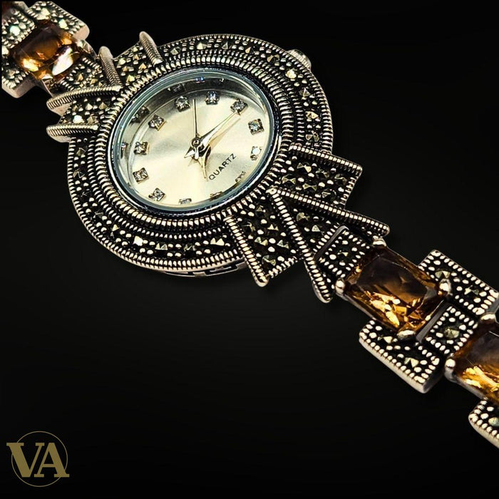 Bracelet-Montre Argent 925 – Marcassite & Sultanite