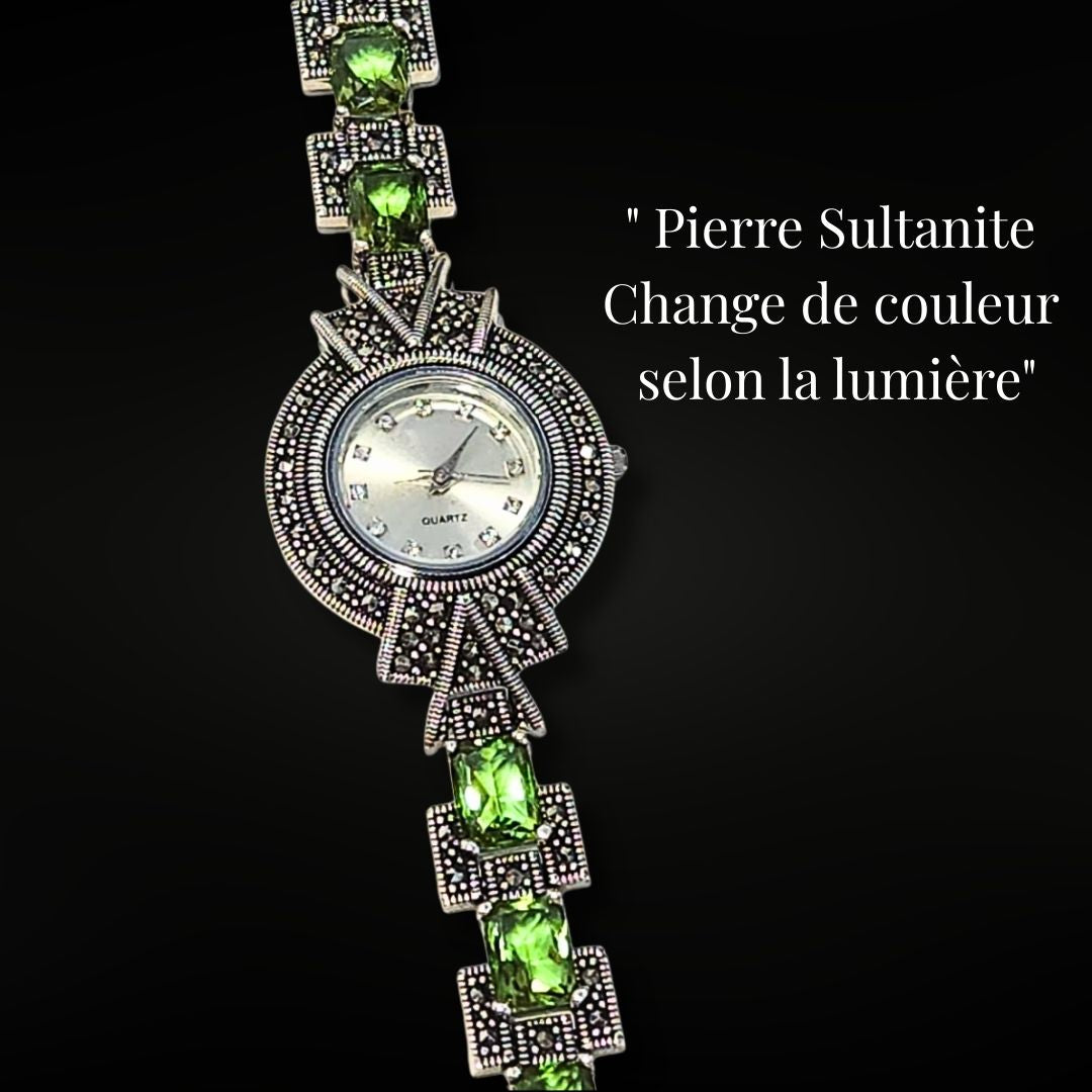 Bracelet-Montre Argent 925 – Marcassite & Sultanite