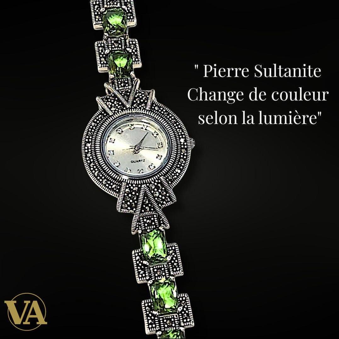 Bracelet-Montre Femme Argent 925 – Marcassite & Sultanite | Bijoux Vindicta