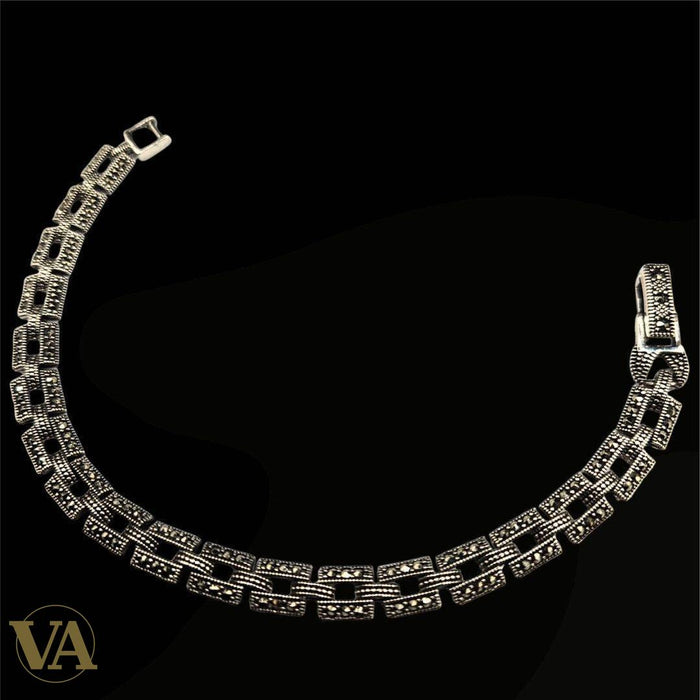 Bracelet argent 925 & marcassite – Maillons rectangulaires