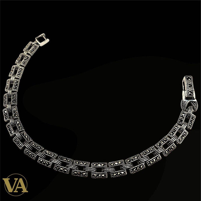 Bracelet argent 925 & marcassite – Maillons rectangulaires