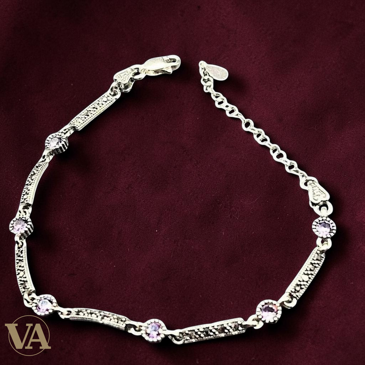 Bracelet femme en argent 925 avec marcassite et améthyste