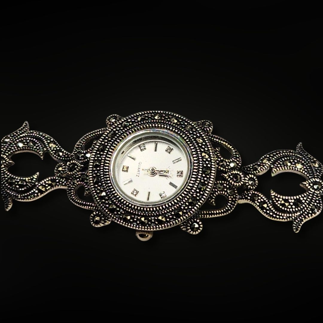 Bracelet-Montre Argent 925 & Marcassite – Design Raffiné