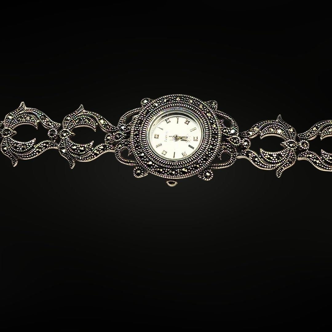 Bracelet-Montre Argent 925 & Marcassite – Design Raffiné