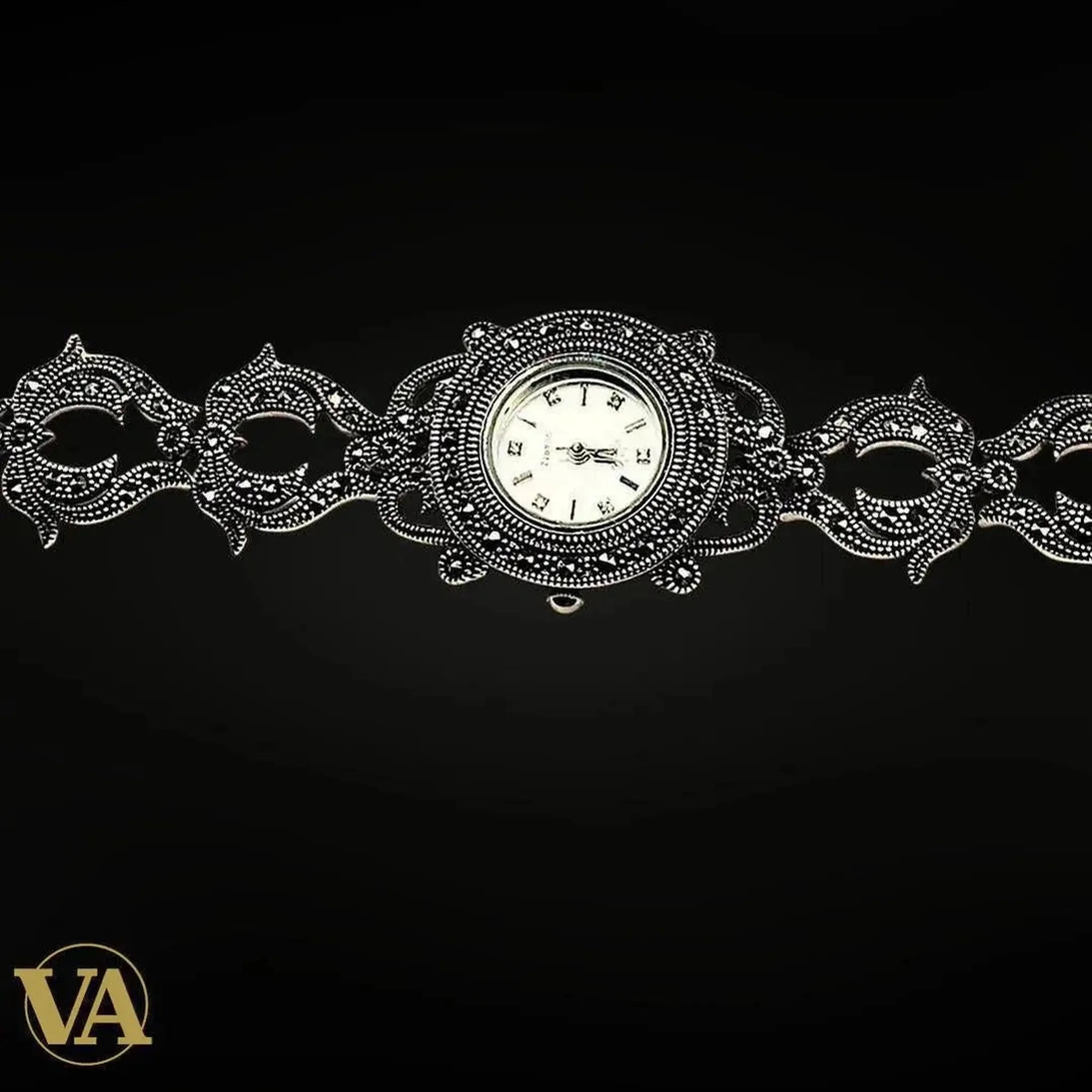 Bracelet-Montre Femme Argent 925 & Marcassite – Design Raffiné - Argent 925 - Vindicta