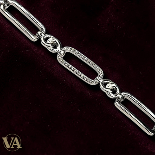 Bracelet Femme en argent 925 – Maillons rectangulaires pavés de zirconiums