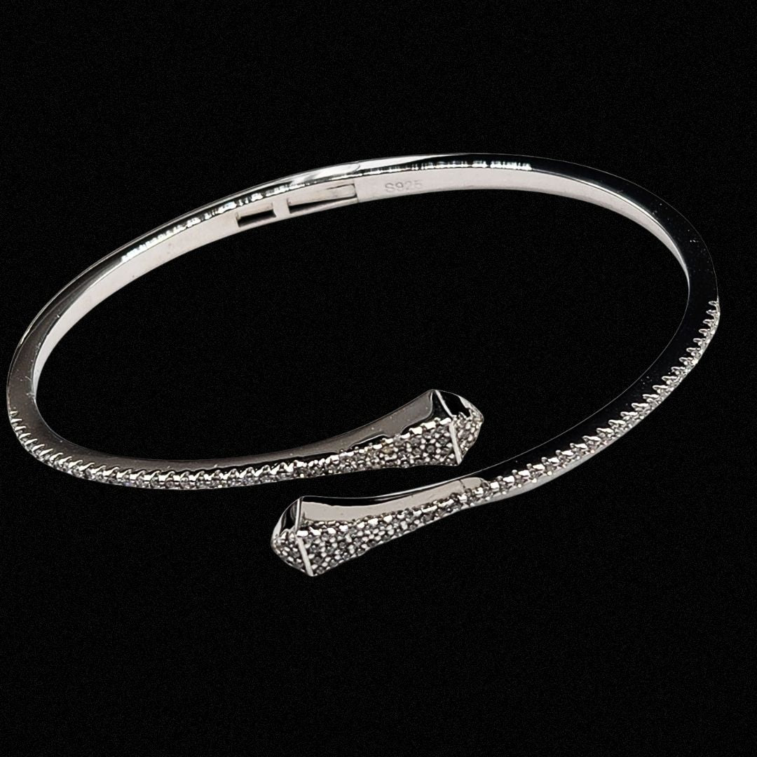 Bracelet Jonc Ouvert Pavé Zircons – Argent 925