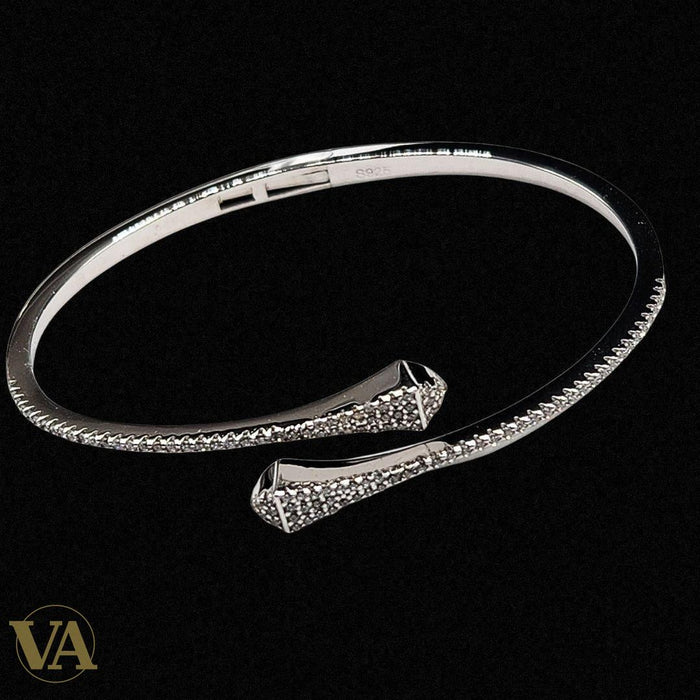 Bracelet Jonc Ouvert Pavé Zircons – Argent 925