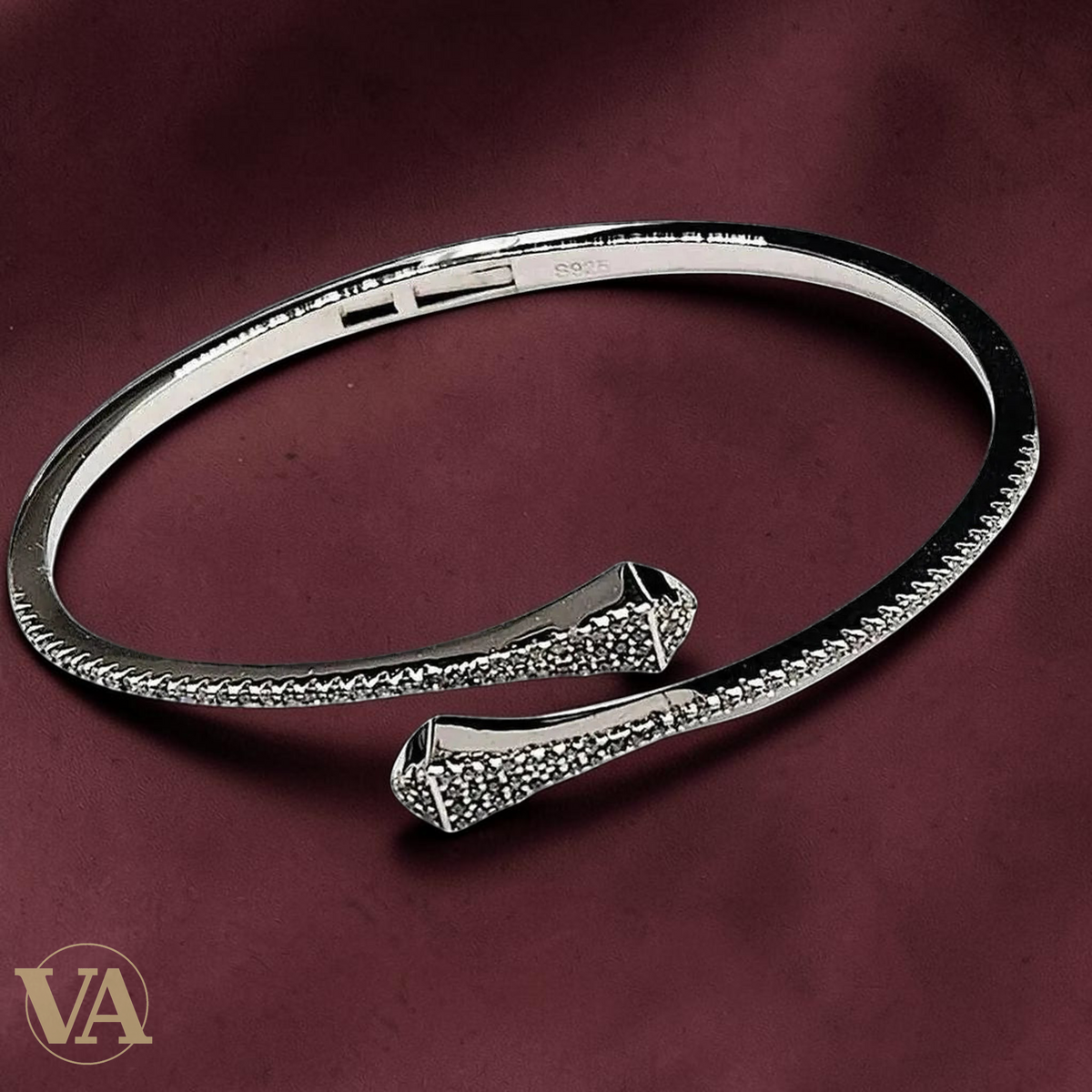 Bracelet Femme Jonc Ouvert Pavé Zircons – Argent 925