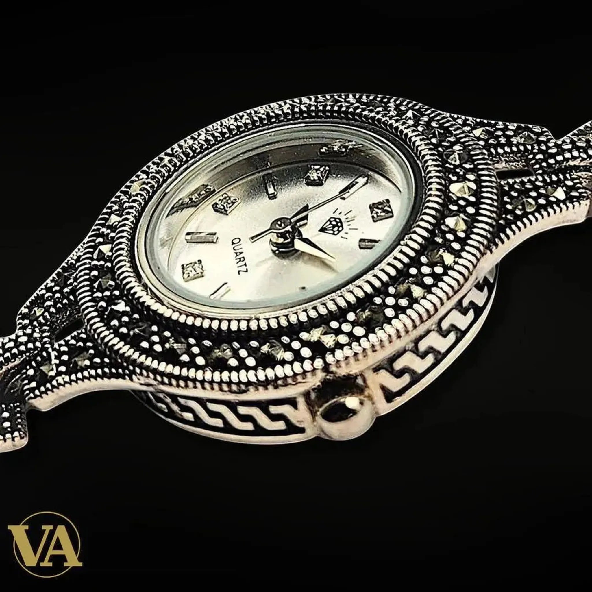 Bracelet-Montre Femme Argent 925 & Marcassite – Élégance Intemporelle - Argent 925 - Vindicta