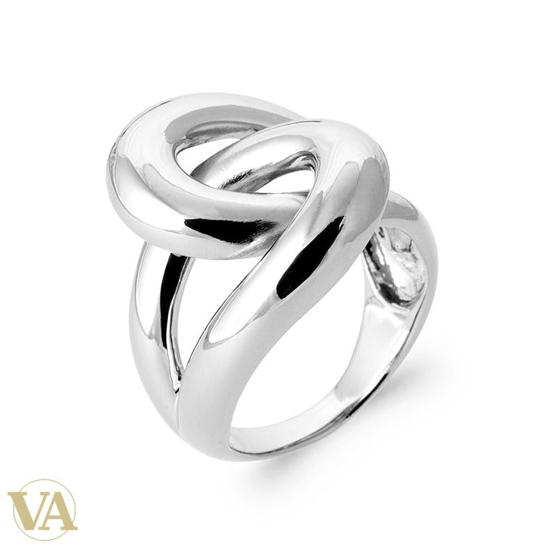Bague Femme Argent 925 Rhodié – Nœud Sculptural aux Courbes Polies - Argent 925 - Vindicta
