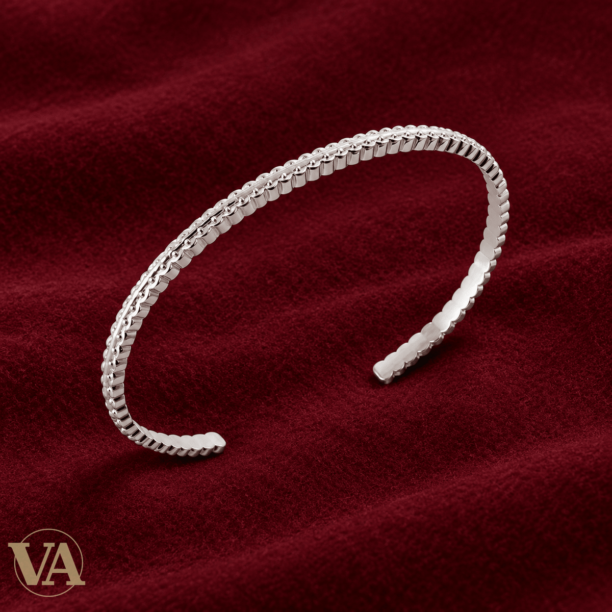 Jonc Femme Argent 925 Rhodié — Ruban aux Reliefs Réguliers - Argent 925 - Vindicta