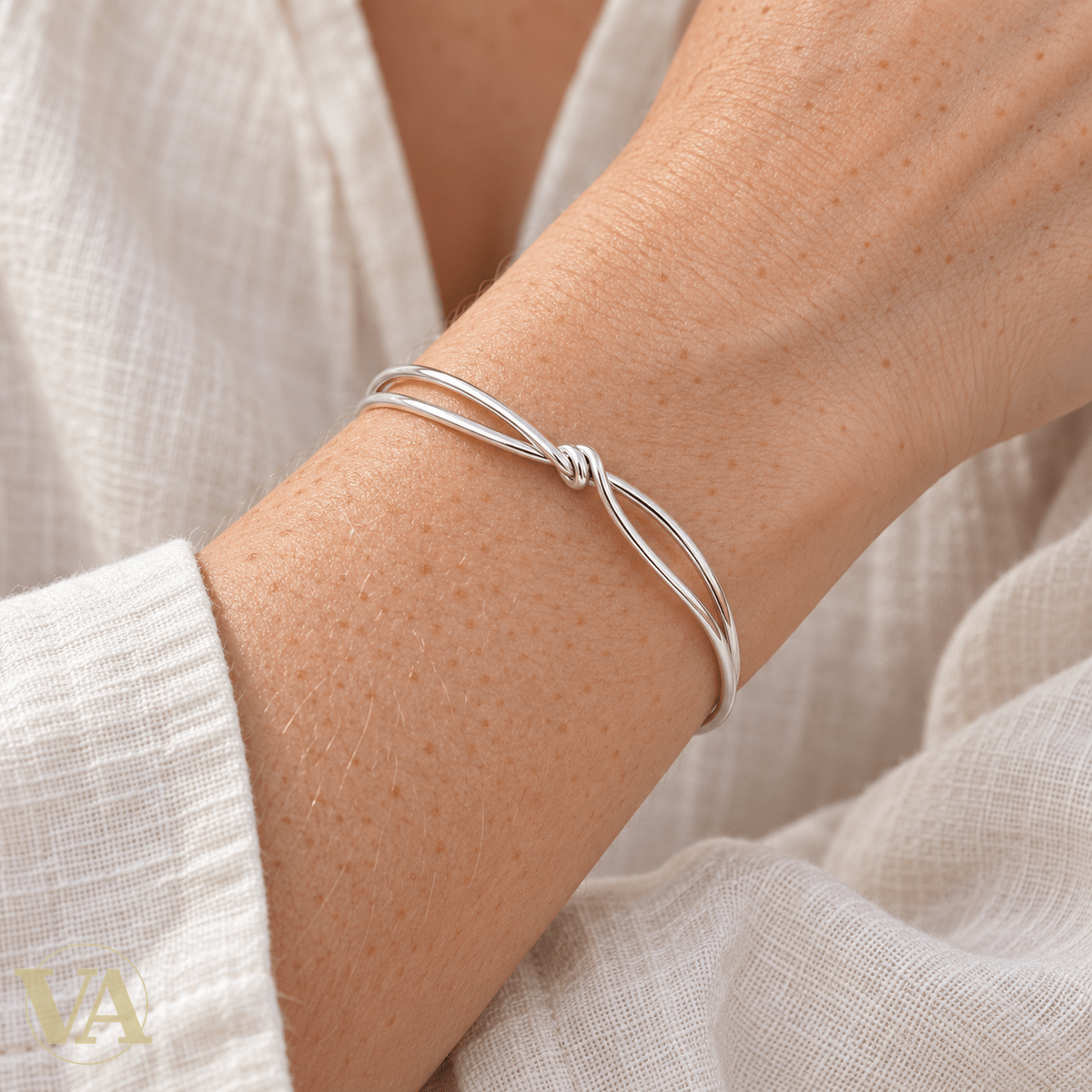 Jonc Femme Argent 925 Rhodié — Nœud et Boucles Entrelacées - Argent 925 - Vindicta
