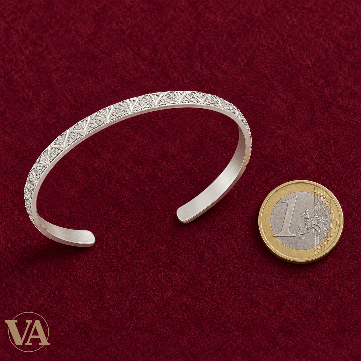 Jonc Femme Argent 925 Rhodié — Losanges Gravés - Argent 925 - Vindicta