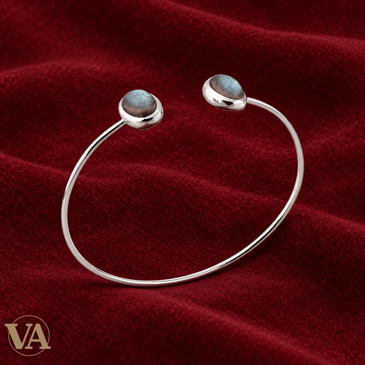 Jonc Femme Argent 925 Rhodié — Duo de Labradorites - Argent 925 - Vindicta
