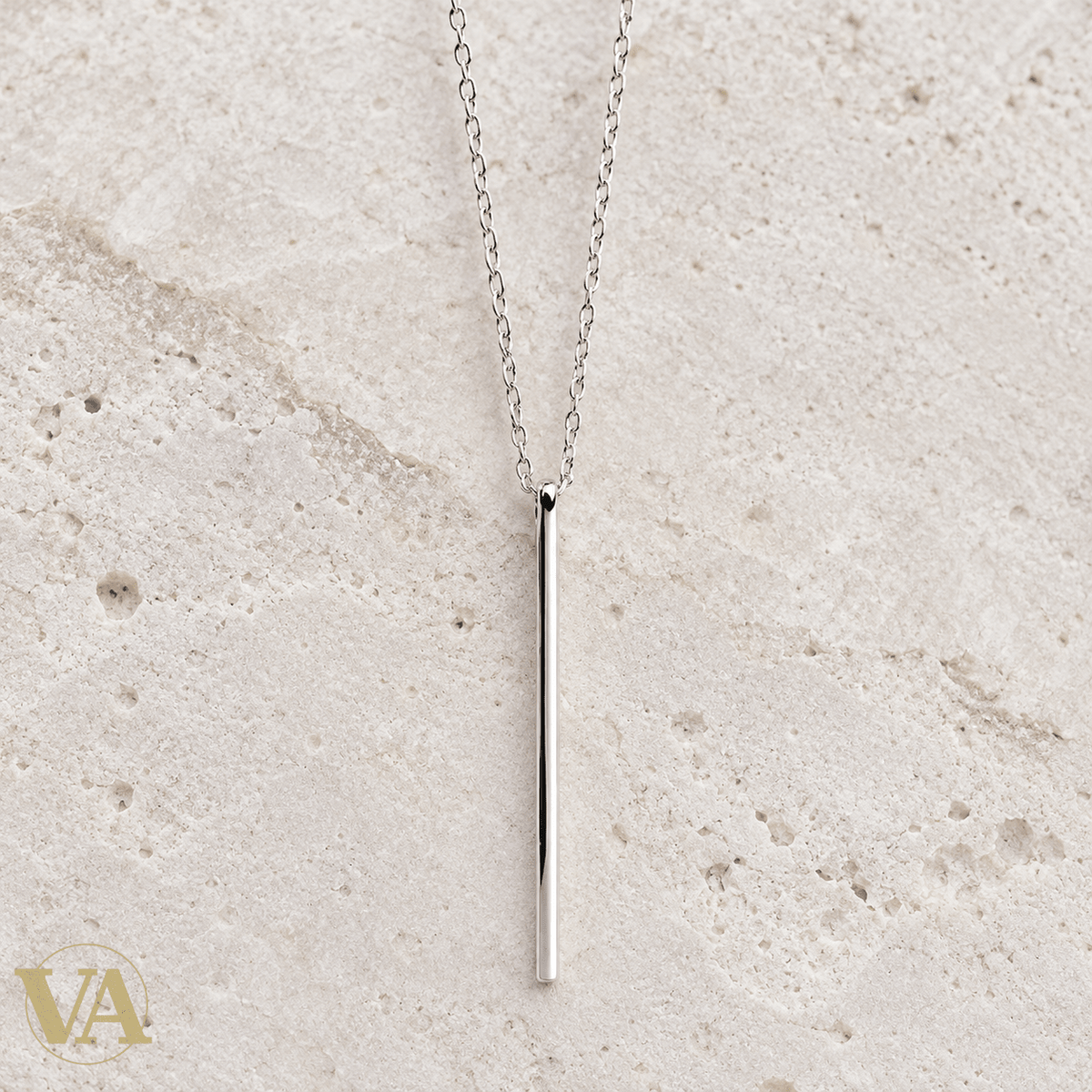 Collier Burt argent 925 rhodié à pendentif barre — 60 cm - Argent 925 - Vindicta