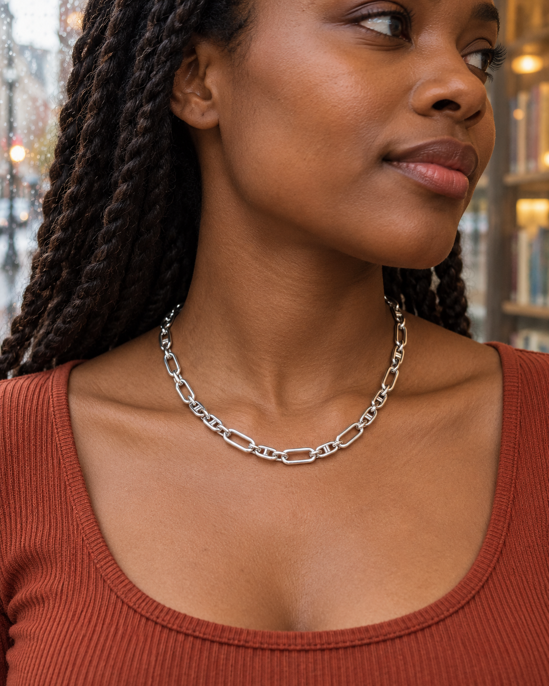 Collier femme argent 925 rhodié 721763, vue portée 2