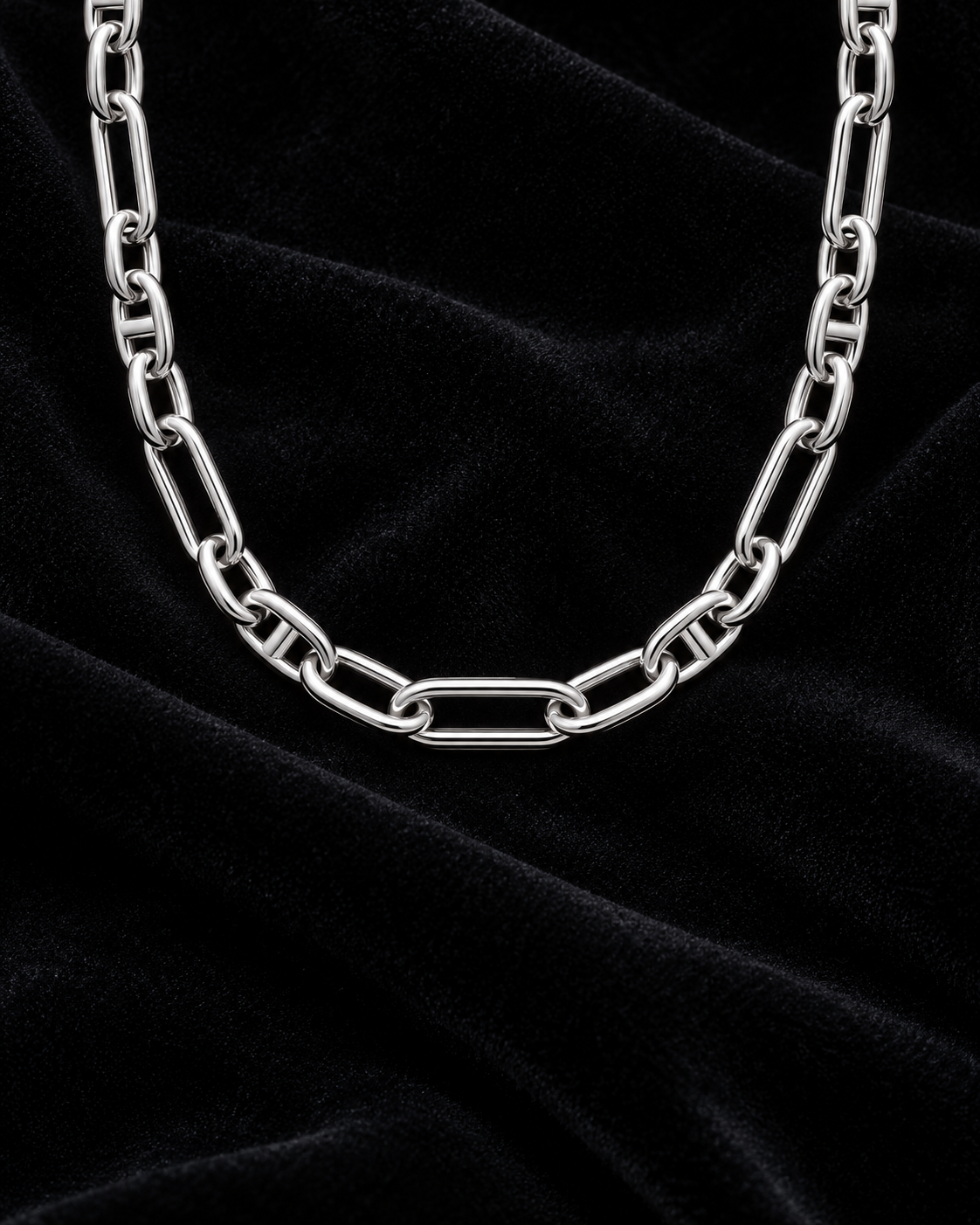 Collier femme argent 925 rhodié 721763, vue studio sur fond noir