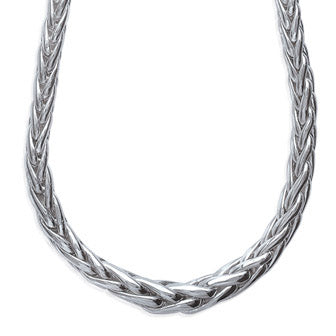 Collier femme argent 925 rhodié à maille tressée ronde, détail du modèle