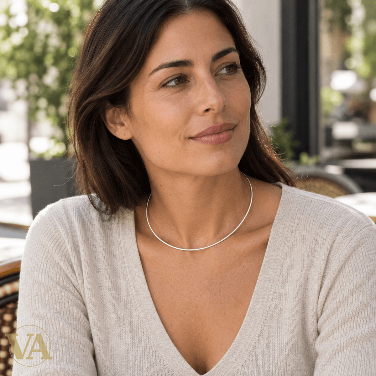 Collier femme argent 925 rhodié cercle fin sans pendentif 42 cm - Argent 925 - Vindicta