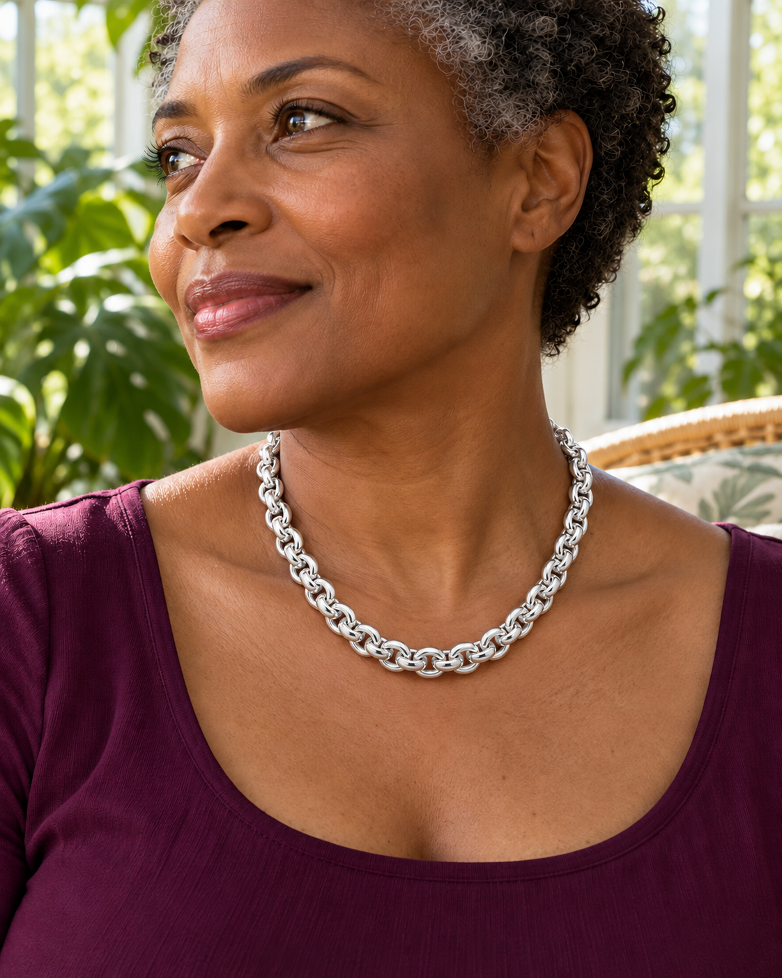 Collier femme argent 925 rhodié 790224, vue portée 2