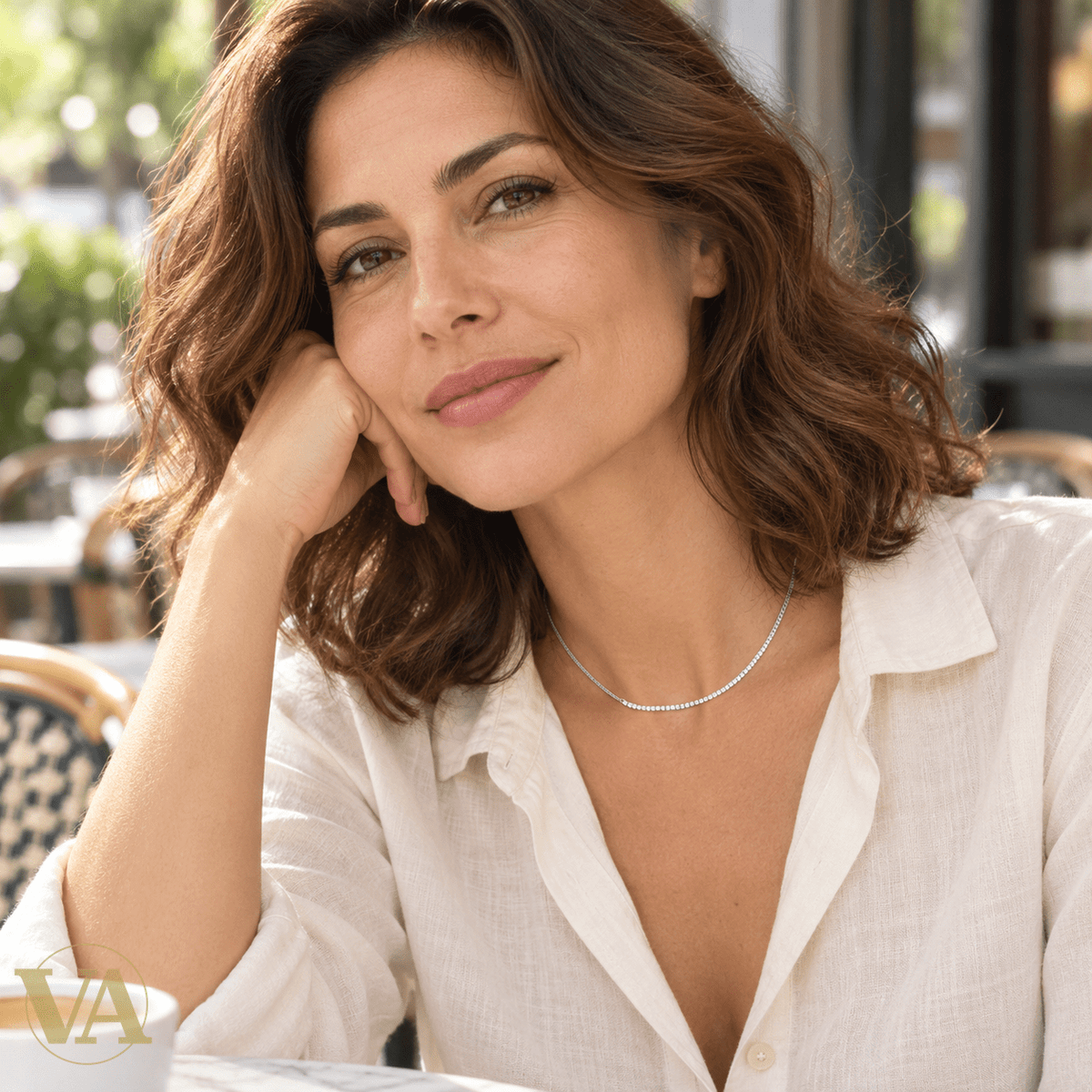 Collier femme argent 925 rhodié à ligne de zirconiums — 40 cm - Argent 925 - Vindicta