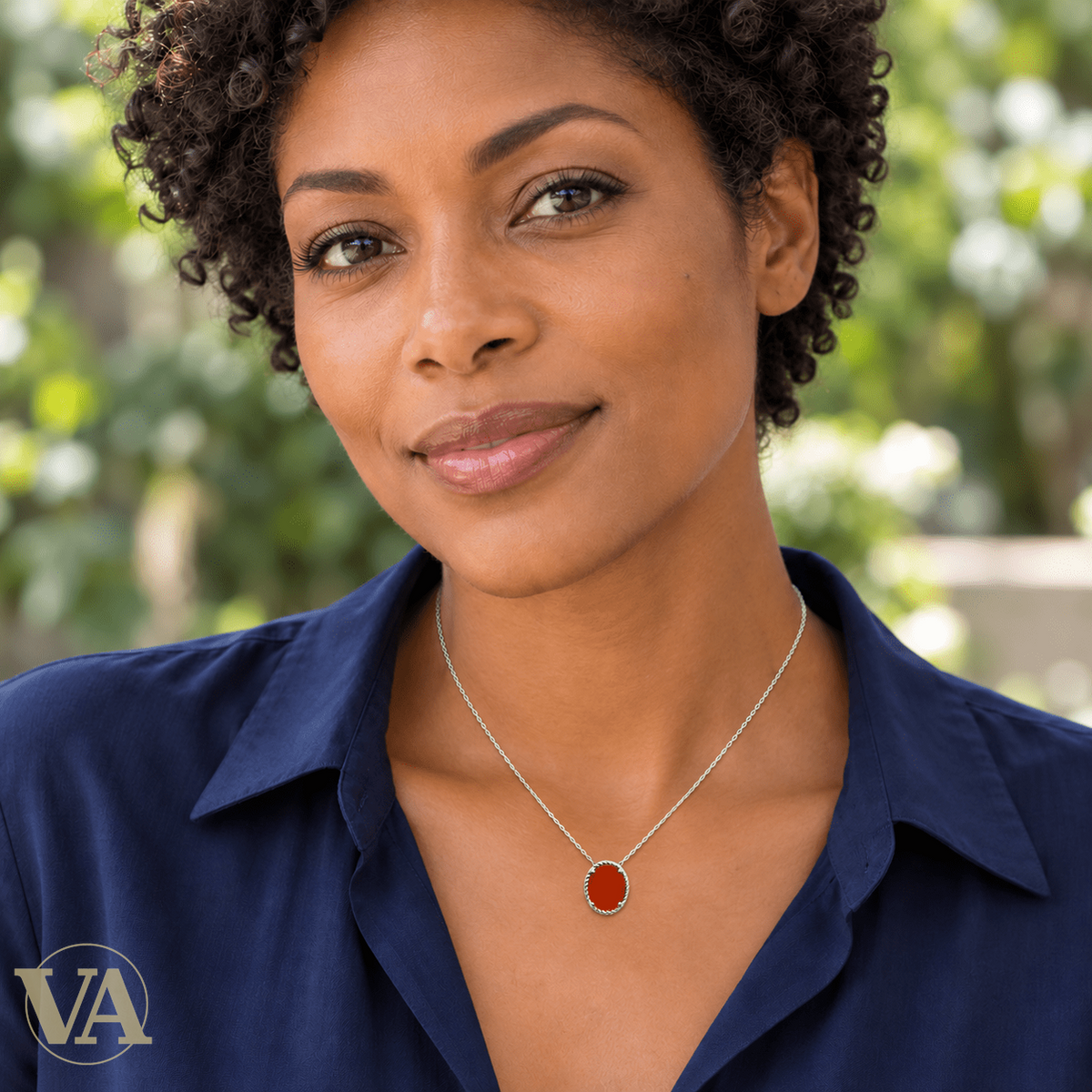 Collier agate rouge ovale en argent 925 - Argent 925 - Vindicta