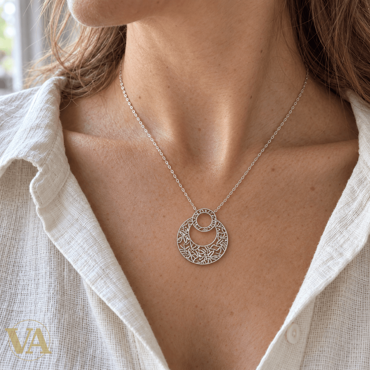 Collier Argent 925 Rhodié — Arabesques Ajourées - Argent 925 - Vindicta