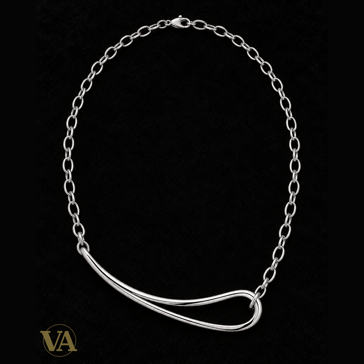 Collier femme argent 925 rhodié référence 4300029, vue studio sur fond noir
