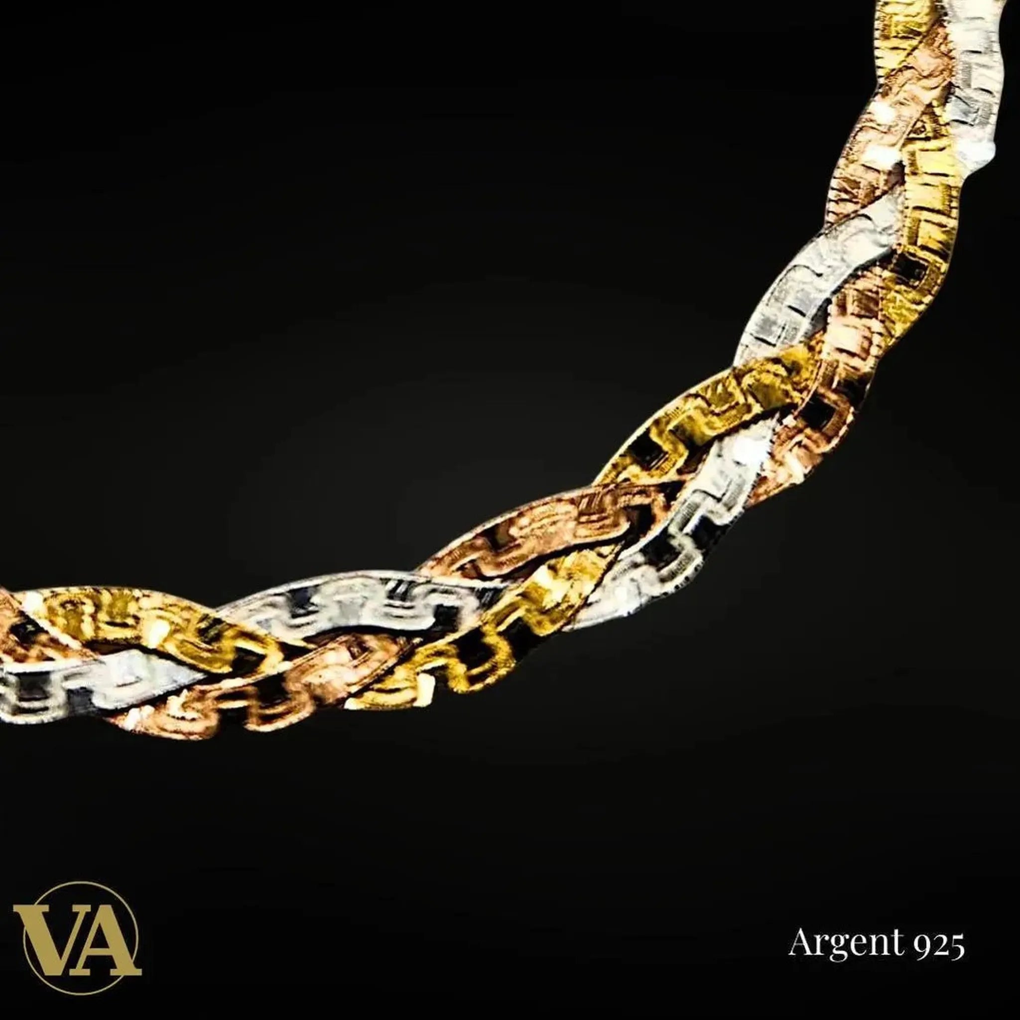 Collier Femme tressé trois couleurs en argent 925 – Élégance italienne | Bijoux Vindicta