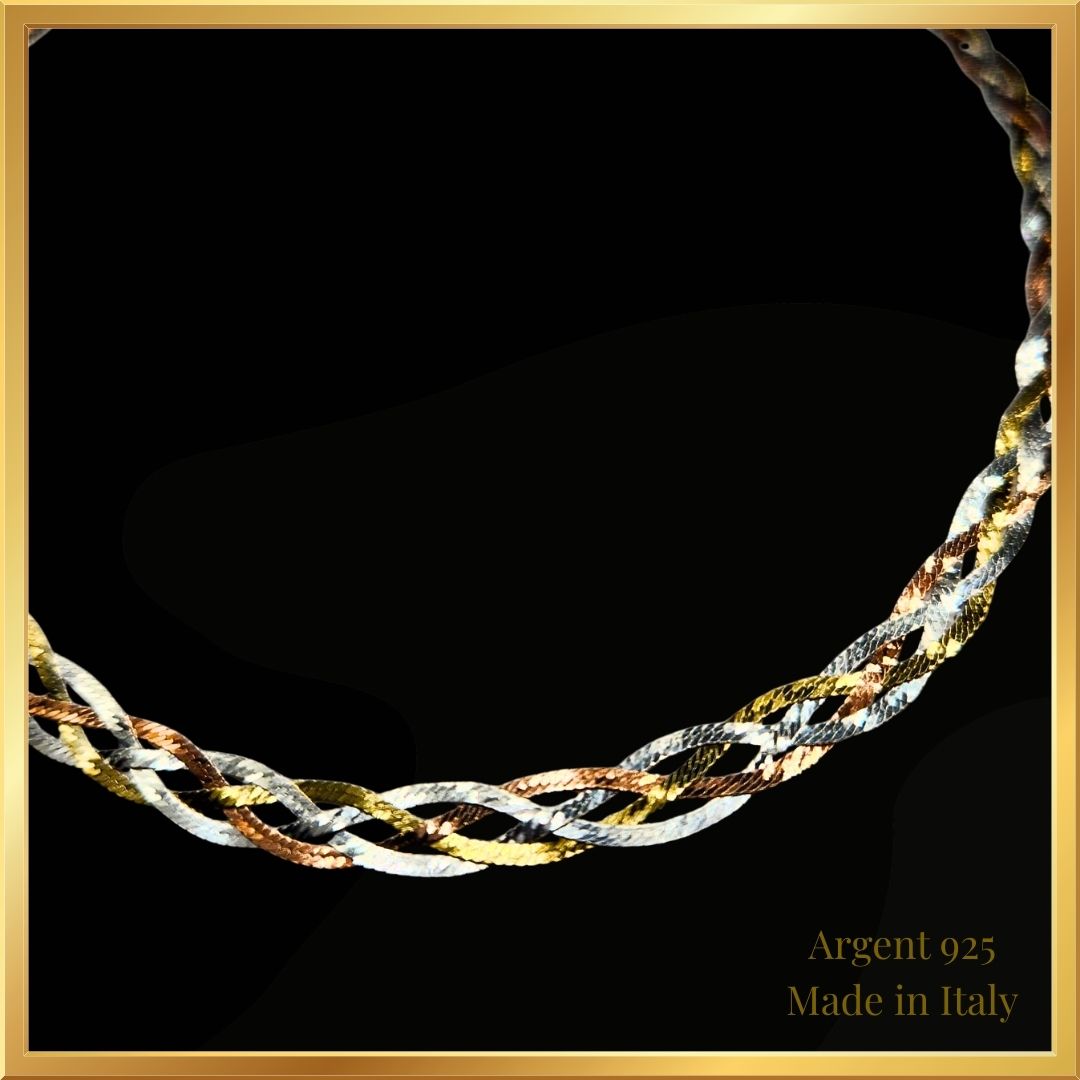 Collier en argent 925 trois nuances – Argent, or jaune et or rose