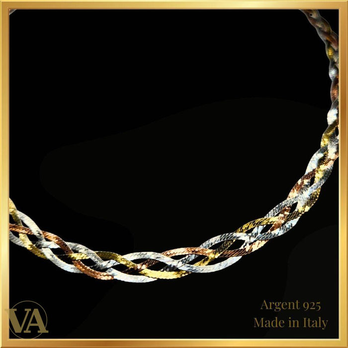 Collier en argent 925 trois nuances – Argent, or jaune et or rose