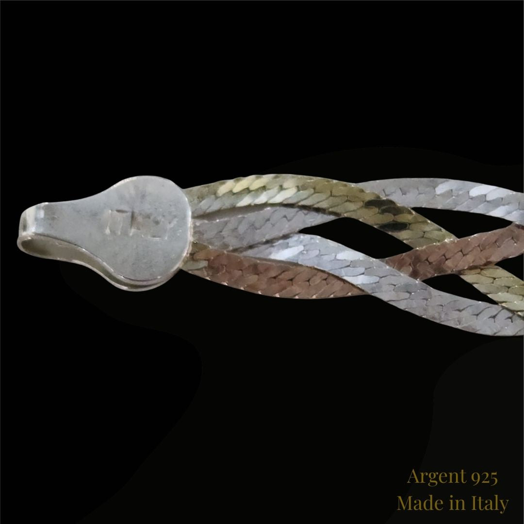 Collier en argent 925 trois nuances – Argent, or jaune et or rose