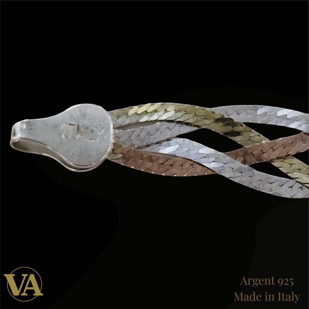 Collier Femme en argent 925 trois nuances – Argent, or jaune et or rose | Bijoux Vindicta