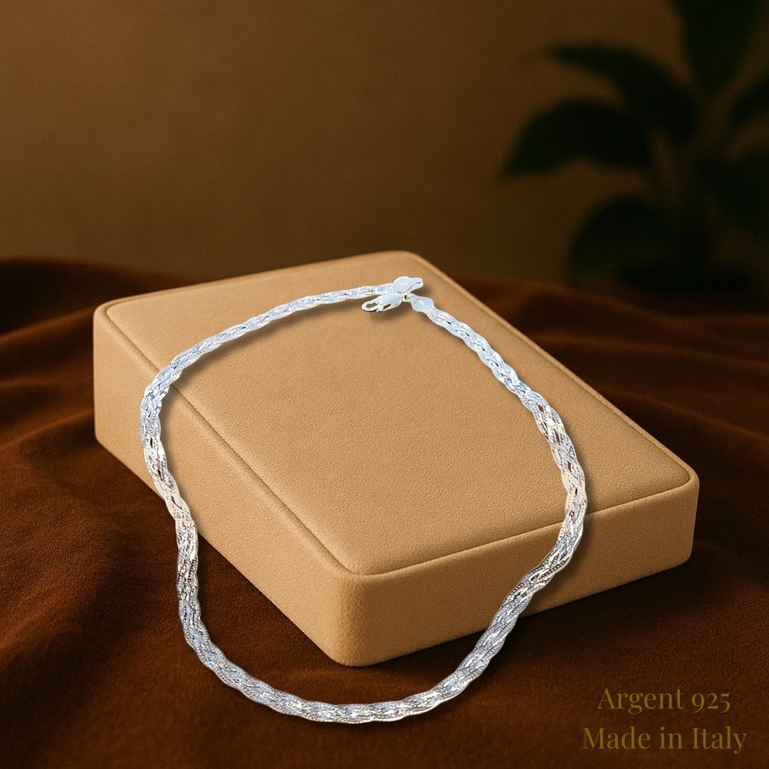 Collier tressé en argent 925 – Fabrication italienne