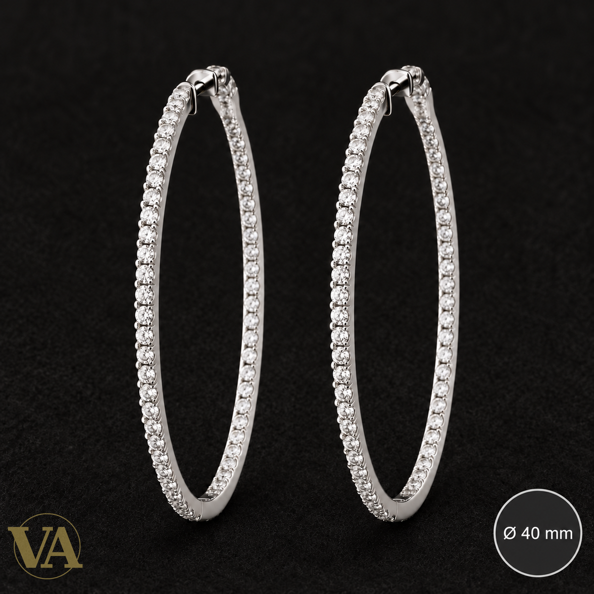 Créoles argent 925 rhodié — diamètre 40 mm