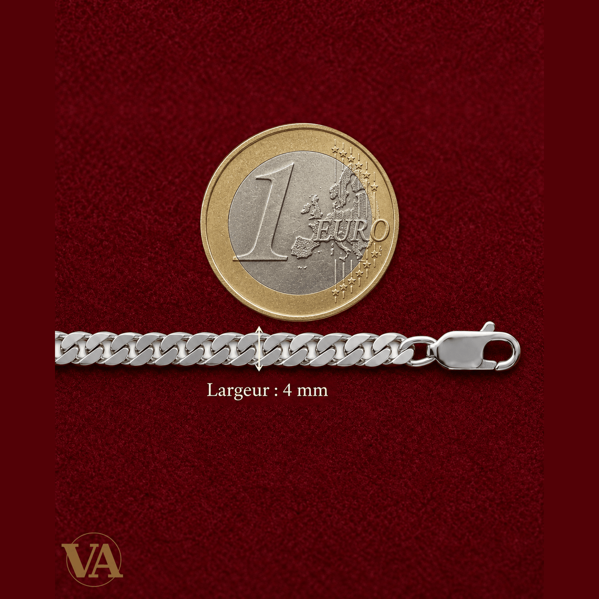 Chaîne Homme Argent 925 – Gourmette Diamantée 4 Faces 4 mm - Argent 925 - Vindicta