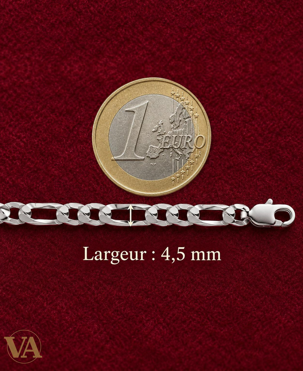 Chaîne Homme Argent 925 – Figaro 1+2 Diamantée 4,5 mm - Argent 925 - Vindicta