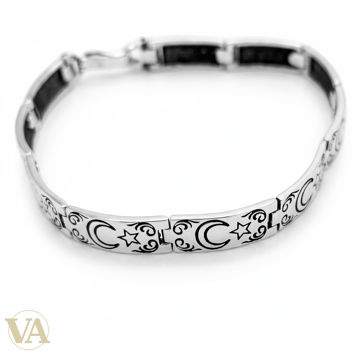 Bracelet Homme Argent 925 – Motifs Croissant & Étoile 7,2 mm-Vindicta : Bijoux Argent 925 Massif, Luxe et Héritage