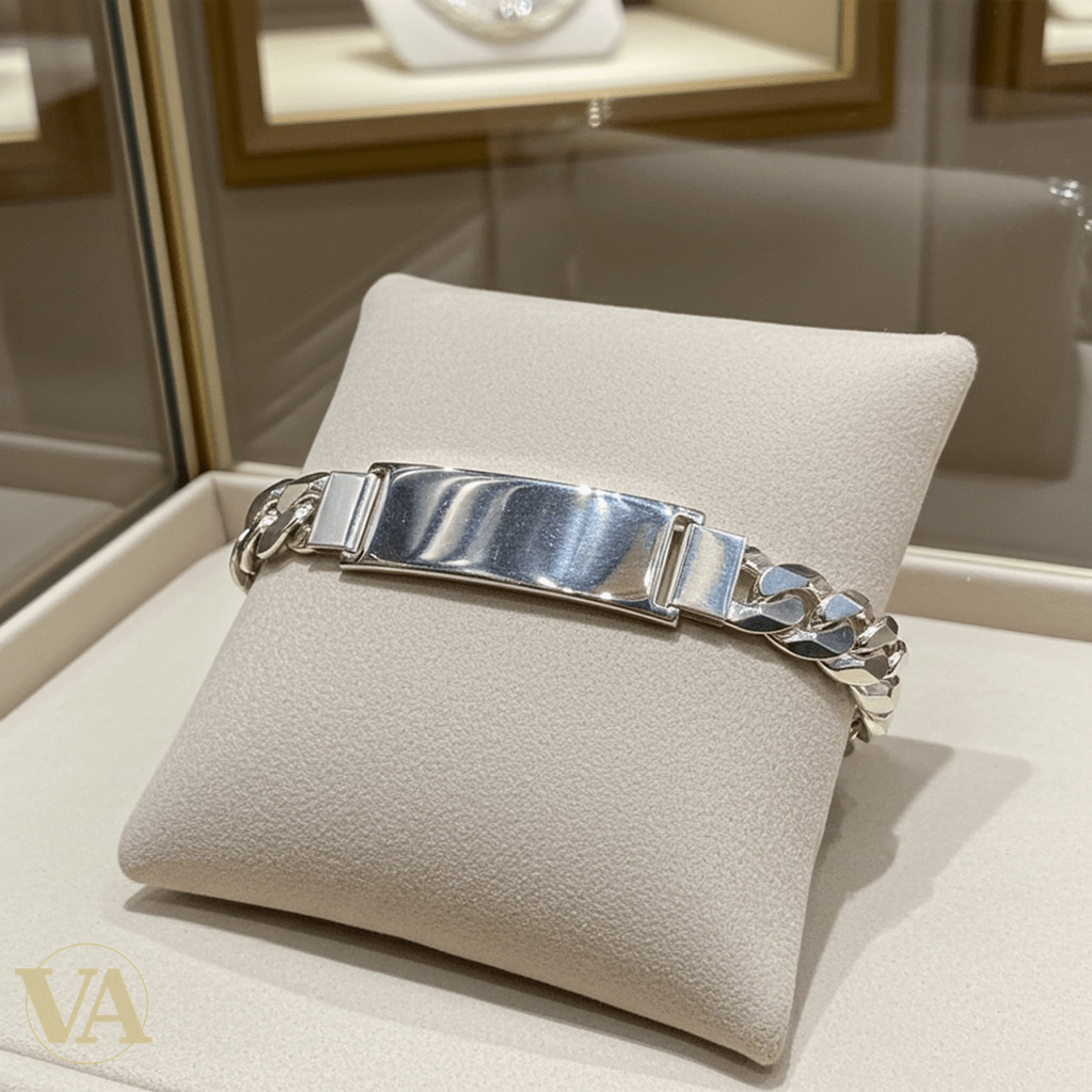 Bracelet Homme Argent 925 – Gourmette & Plaque 40 mm - Argent 925 - Vindicta