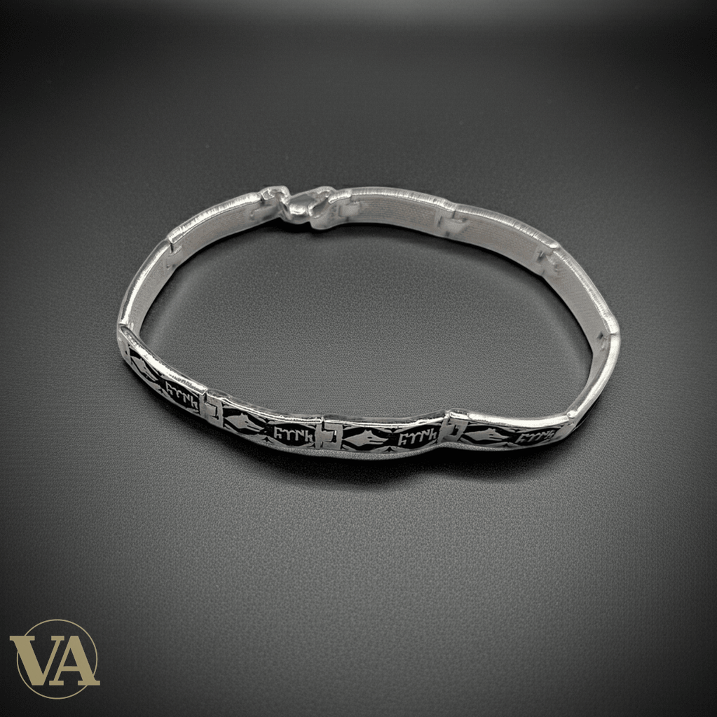 Bracelet Homme Argent 925 – Motifs Gravés & Maille Plate - Argent 925 - Vindicta
