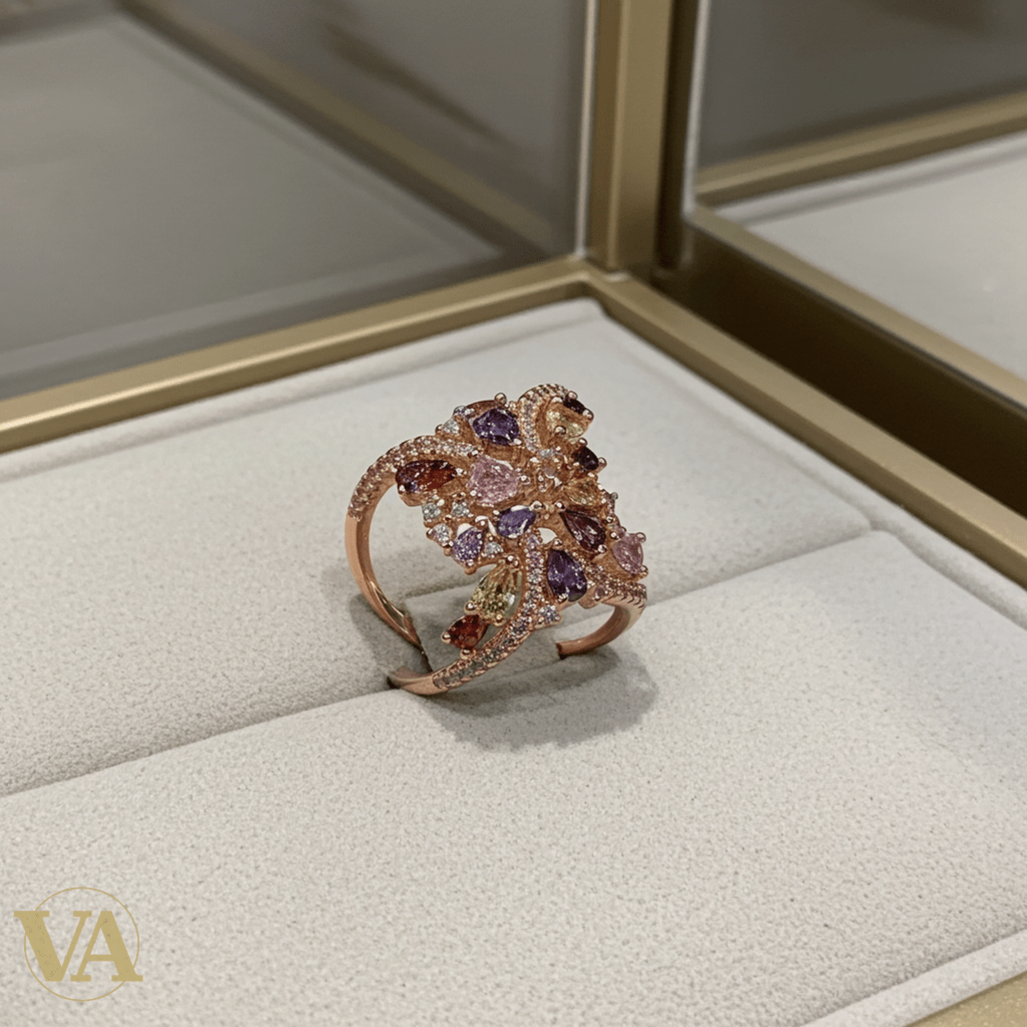 Bague Femme Argent 925 & Plaqué Or Rose – Améthystes & Oxydes Multicolores-Vindicta : Bijoux Argent 925 Massif, Luxe et Héritage