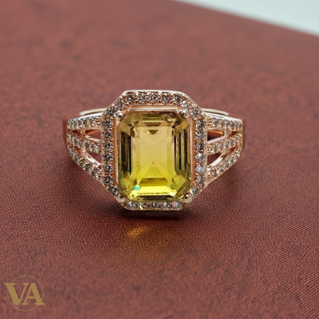 Bague femme argent 925 plaqué or rose – Sultanite taille émeraude et zirconiums-Vindicta : Bijoux Argent 925 Massif, Luxe et Héritage
