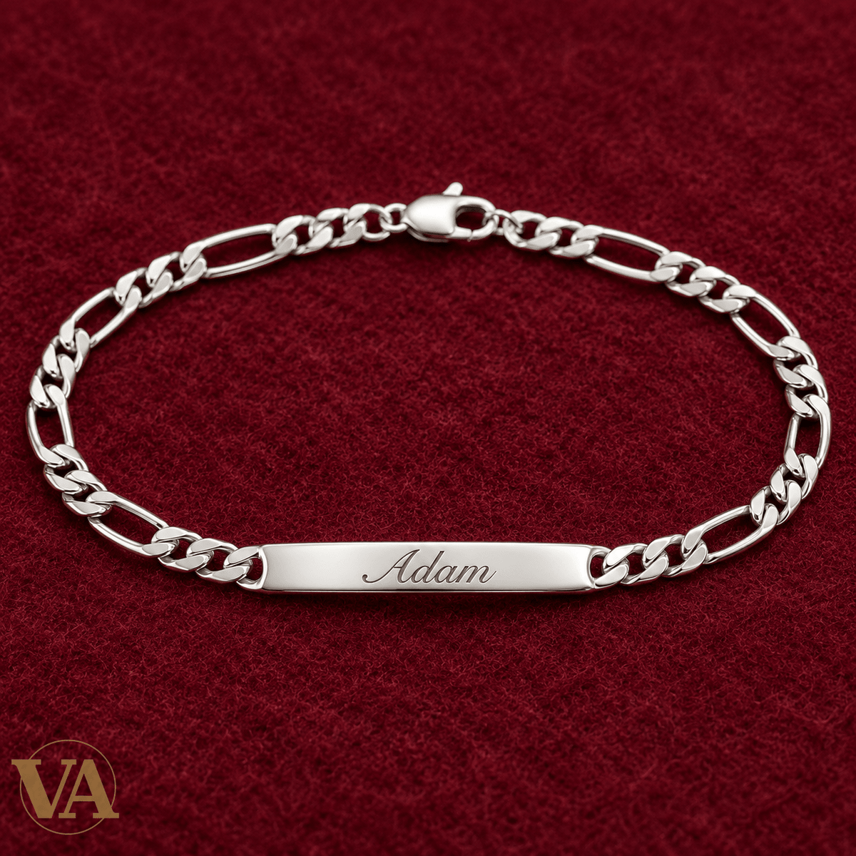 Gourmette homme argent 925 à graver — Figaro 1+3, 20 cm - Argent 925 - Vindicta