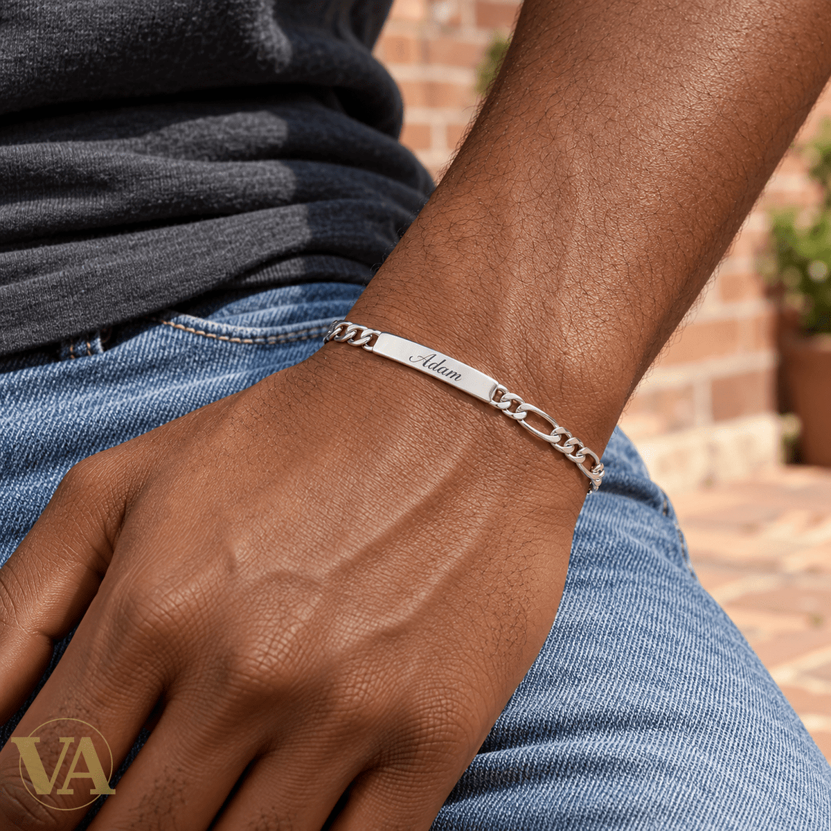 Gourmette homme argent 925 à graver — Figaro 1+3, 20 cm - Argent 925 - Vindicta