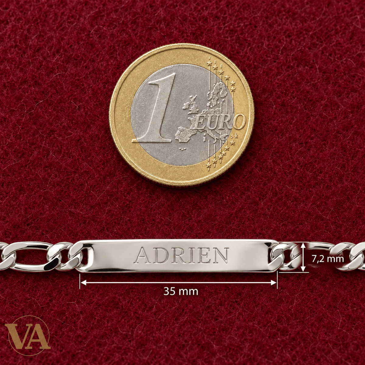 Gourmette homme argent 925 à graver — Figaro 1+3, 21 cm - Argent 925 - Vindicta