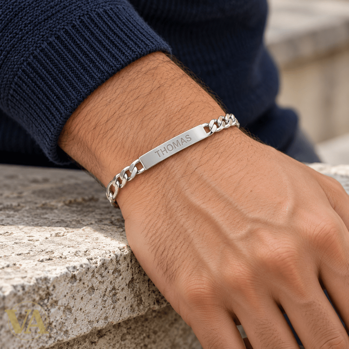 Gourmette homme argent 925 à graver — Figaro 1+3, 22 cm - Argent 925 - Vindicta